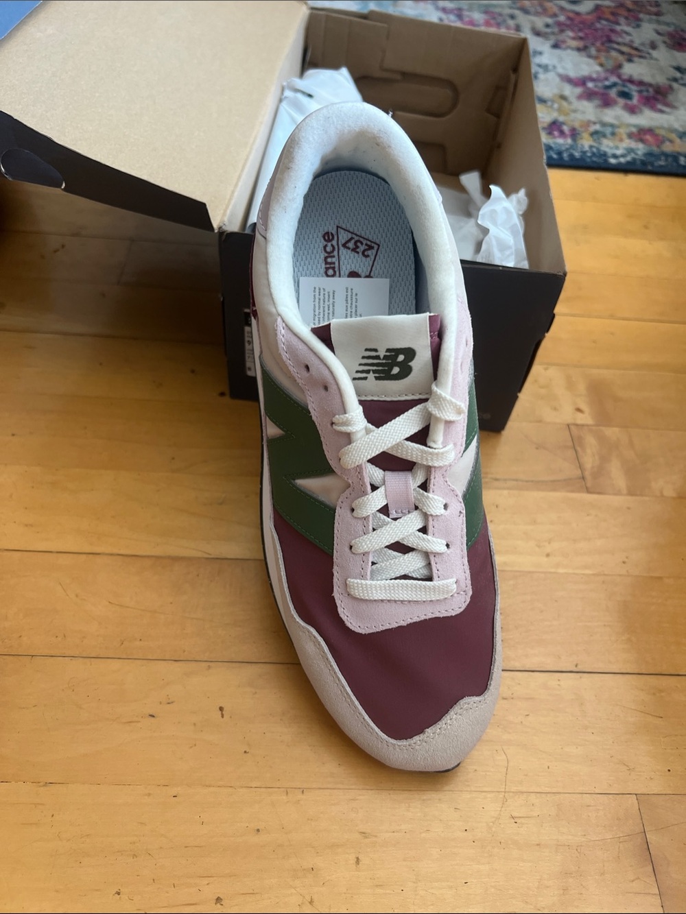 New Balance Women’s Sneakers in Burgundy, Green, and Cream